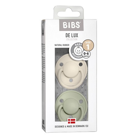 BIBS De Lux Night - 2-pak,  Str. 1 (0-6 mdr.), Rund - Latex,