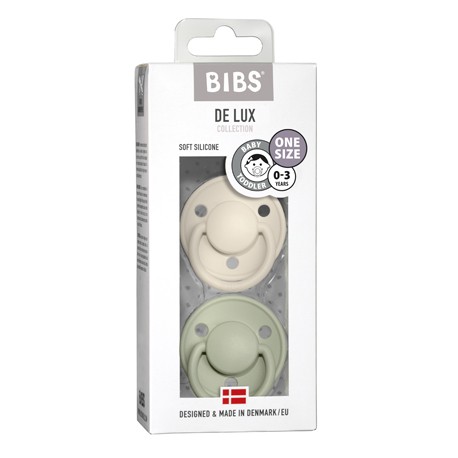 BIBS De Lux Night - 2-pak,  One size (0-36 mdr.), Rund - Silikone,