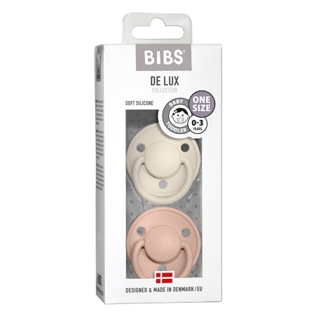 BIBS De Lux Night - 2-pak,  One size (0-36 mdr.), Rund - Silikone,