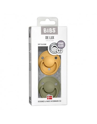 BIBS De Lux Night - 2-pak,  One size (0-36 mdr.), Rund - Silikone,
