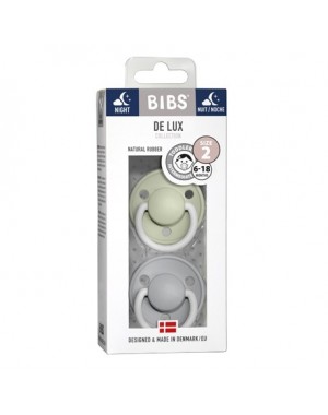 BIBS De Lux Night - 2-pak,  Str. 2 (6+ mdr.), Rund - Latex,