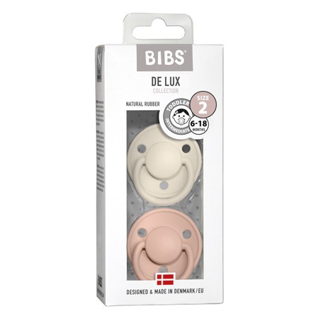BIBS De Lux Night - 2-pak,  Str. 2 (6+ mdr.), Rund - Latex,