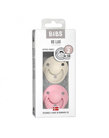 BIBS De Lux Night - 2-pak,  Str. 2 (6+ mdr.), Rund - Latex,