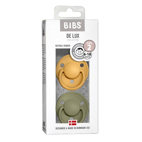 BIBS De Lux Night - 2-pak,  Str. 2 (6+ mdr.), Rund - Latex,