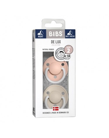 BIBS De Lux Night - 2-pak,  Str. 2 (6+ mdr.), Rund - Latex,