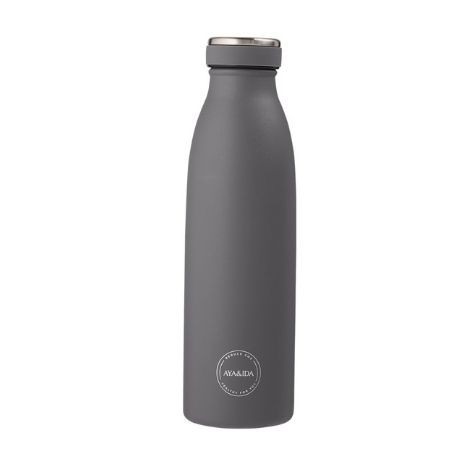 Aya&Ida,  Drinking Bottle, Drikkeflaske med låg, 500 ml,  Dark Grey
