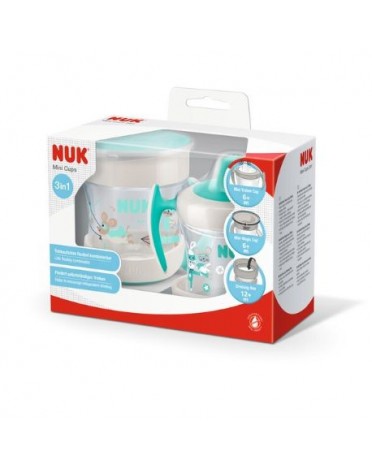 NUK  Mini Cups - Kop, 3-i-1 drikkekop, Lysegrøn, 6+m
