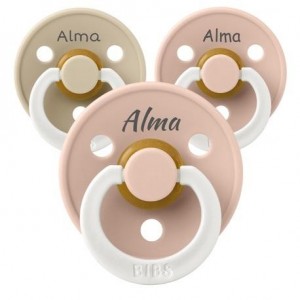 BIBS Colour Night, Str. 1 (0-6 mdr.) , Symmetrisk - Latex, Sutter med navn
