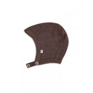 Baby hjelm med trykknapper i 100% økologisk merino uld, Tynd kvalitet - 1 lag stof, OEKO-TEX®