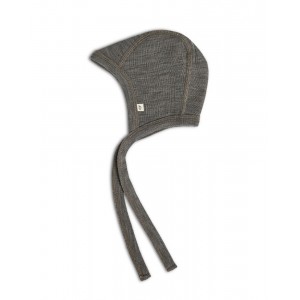 Baby hjelm med snor i 100% økologisk merino uld, Tynd kvalitet - 1 lag stof, OEKO-TEX®