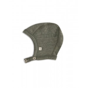 Baby hjelm med trykknapper i 100% økologisk merino uld, Tyk kvalitet - 2 lag stof, OEKO-TEX®