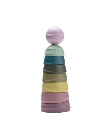 BIBS WOBBLY TOWER, Palikkatorni, Pastel Rainbow