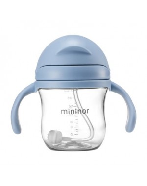 MININOR, Bouteille avec paille - étanche, 220 ml, Bleu clair