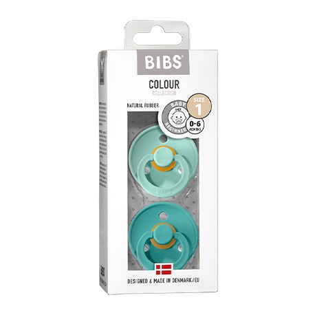 BIBS Colour - Lot de 2,  Taille 1 (0-6 mois),  Arrondi - Latex