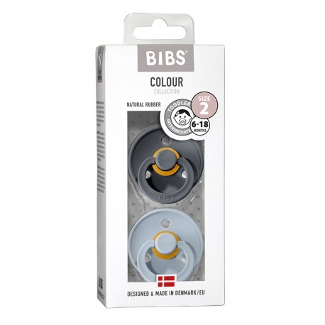 BIBS Colour - Lot de 2, Taille 2 (6+ mois), Arrondi - Latex