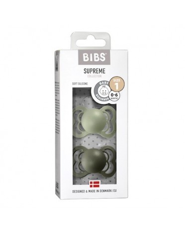 BIBS Supreme - Lot de 2,  Taille 1 (0-6 mois), Anatomique - Silicone,