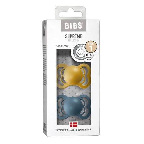 BIBS Supreme - Lot de 2,  Taille 1 (0-6 mois), Anatomique - Silicone,