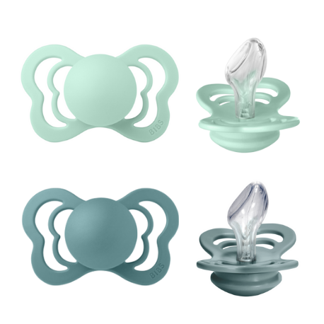 BIBS Couture - Lot de 2,  Taille 2 (6+ mois), Physiologique - Silicone,