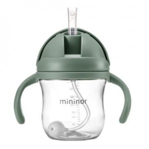 MININOR, Bouteille avec paille - étanche, 220 ml, Sage