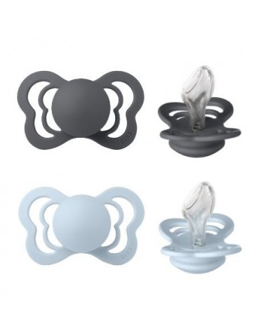 BIBS Couture - Lot de 2,  Taille 2 (6+ mois), Physiologique - Silicone,