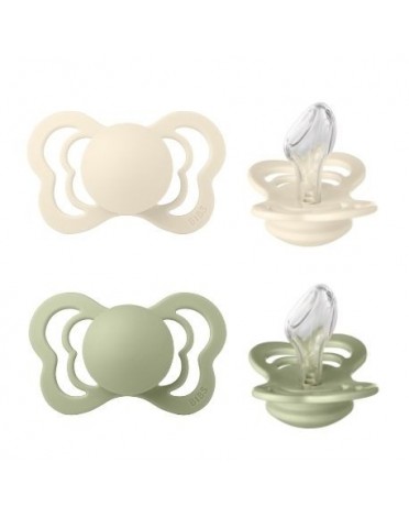 BIBS Couture - Lot de 2,  Taille 2 (6+ mois), Physiologique - Silicone,