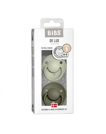 BIBS De Lux Night - Lot de 2,  Taille 1 (0-6 mois), Arrondi - Latex,