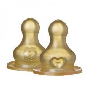BIBS,  Tétine de biberon, Lot de 2, Latex, Débit moyen