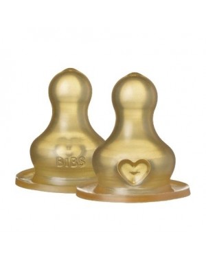 BIBS,  Tétine de biberon, Lot de 2, Latex, Débit moyen