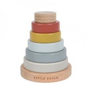 LITTLE DUTCH,  Anneaux empilables en bois, Multicolore