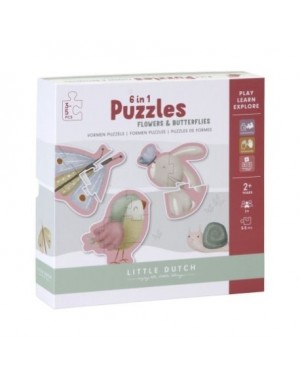 LITTLE DUTCH,  Puzzle - Carton, Flowers & Butterflies, Multicolore