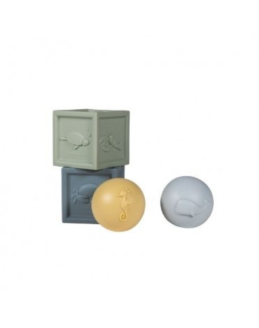 LITTLE DUTCH, Jouet de bain, Set de cubes et balles, 4 pièces, Multicolore