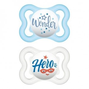 MAM Mini Air 2 unités, Taille 1 (0-6 mois), Anatomique - Silicone, Bleu