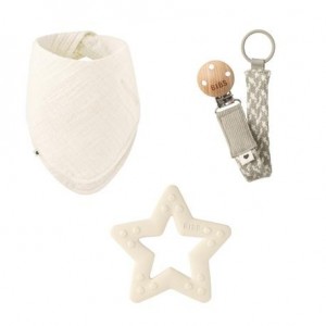 BIBS Coffret bébé Mes premiers 6 mois, 3 pièces, Ivory