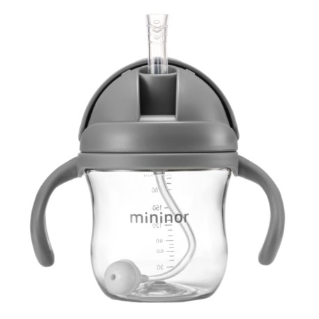 MININOR, Bouteille avec paille - étanche, 220 ml, Gris MININOR, Bouteille avec paille - étanche, 220 ml, Gris