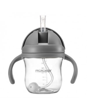 MININOR, Bouteille avec paille - étanche, 220 ml, Gris