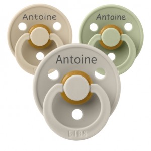 BIBS Colour, Taille 2 (6+m), Anatomique - Latex, Tétine personnalisée