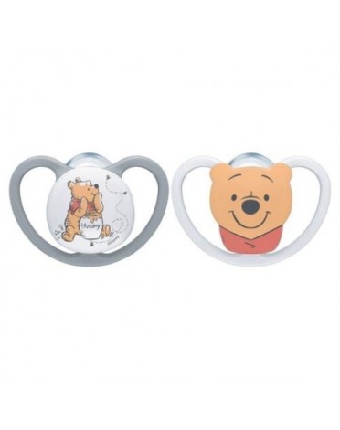 NUK Space Disney,  Taille 1 (0-6 mois), Physiologique - Silicone, Lot de 2
