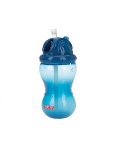 Nüby, biberon anti-déversement avec paille, 12+ mois, Blue