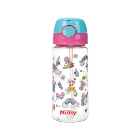 Nüby, bouteille avec bouton-poussoir, Pink