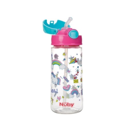 Nüby, bouteille avec bouton-poussoir, Pink
