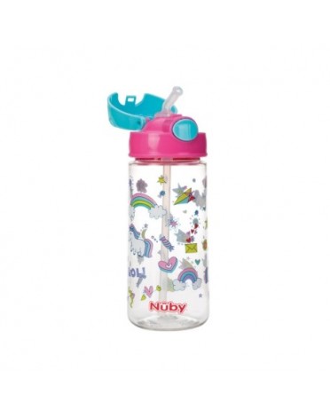 Nüby, bouteille avec bouton-poussoir, Pink