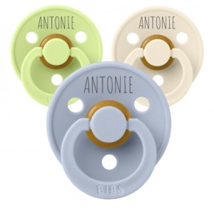 BIBS Colour, Taille 2 (6+ mois), Ronde - Latex, Tetine personnalisée