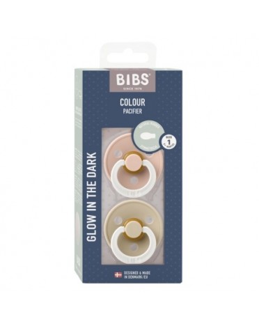 BIBS Colour Night Glow Lot de 2,  Taille 1 (0-6 mois), Anatomique - Latex