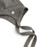 Casque bébé avec cordon en laine mérinos 100% biologique, Qualité fine - 2 couche de tissu