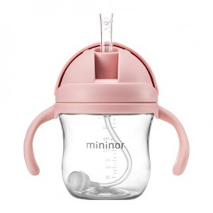 MININOR, Fles met rietje - lekvrij, 220 ml, Lichtroze