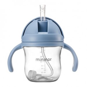 MININOR, Fles met rietje - lekvrij, 220 ml, Lichtblauw