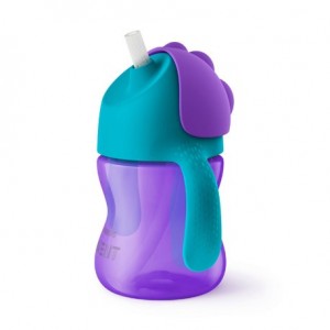 Philips Avent,  Beker met buigzaam rietje, Paars/blauw, Leeftijd 9m+