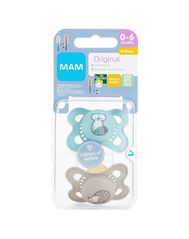 MAM Original 2 pak, Maat 1 (0-6 maanden), Symmetrisch - Latex