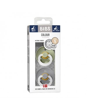 BIBS Colour Night - 2 stuks,  Maat 1 (0-6 maanden), Rond - Latex,