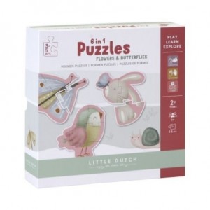 LITTLE DUTCH,  Legpuzzel - Karton, Bloemen & Vlinders, Diverse kleuren